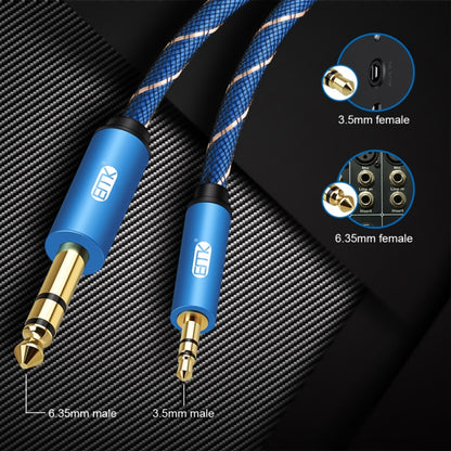 EMK 3.5mm Jack Male to 6.35mm Jack Male Gold Plated Connector Nylon Braid AUX Cable for Computer / X-BOX / PS3 / CD / DVD, Cable Length:5m(Dark Blue) - Audio Optical Cables by EMK | Online Shopping South Africa | PMC Jewellery | Buy Now Pay Later Mobicred