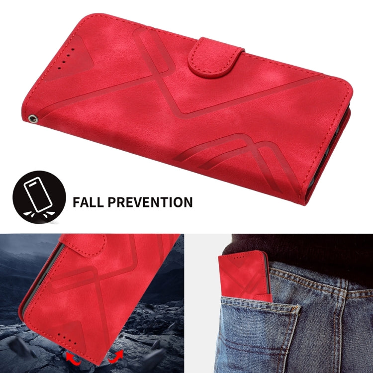 For Motorola Edge 5G 2024 Line Pattern Skin Feel Leather Phone Case(Red) - Motorola Cases by PMC Jewellery | Online Shopping South Africa | PMC Jewellery | Buy Now Pay Later Mobicred