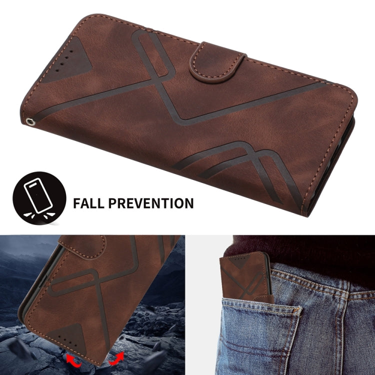 For Motorola Edge 5G 2024 Line Pattern Skin Feel Leather Phone Case(Coffee) - Motorola Cases by PMC Jewellery | Online Shopping South Africa | PMC Jewellery | Buy Now Pay Later Mobicred