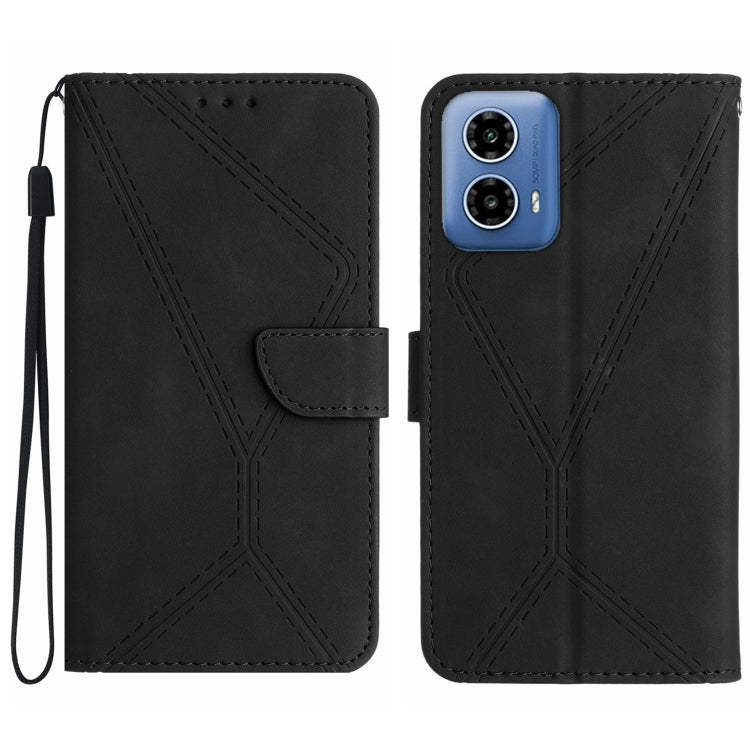 For Motorola Moto G04 / G24 Stitching Embossed Leather Phone Case(Black) - Motorola Cases by PMC TechLife | Online Shopping South Africa | PMC TechLife | Buy Now Pay Later Mobicred
