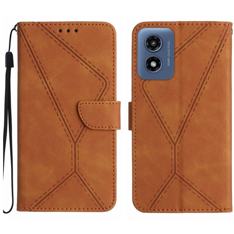 For Motorola Moto G Play 5G 2024 Stitching Embossed Leather Phone Case(Brown) - Motorola Cases by PMC TechLife | Online Shopping South Africa | PMC TechLife | Buy Now Pay Later Mobicred