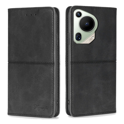 For Huawei Pura 70 Ultra 5G Cow Texture Magnetic Leather Phone Case(Black) - Huawei Cases by PMC Jewellery | Online Shopping South Africa | PMC Jewellery | Buy Now Pay Later Mobicred