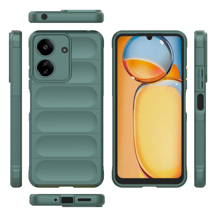 For Xiaomi Redmi 13C 4G Global Magic Shield TPU + Flannel Phone Case(Dark Green) - 13C Cases by PMC Jewellery | Online Shopping South Africa | PMC Jewellery | Buy Now Pay Later Mobicred