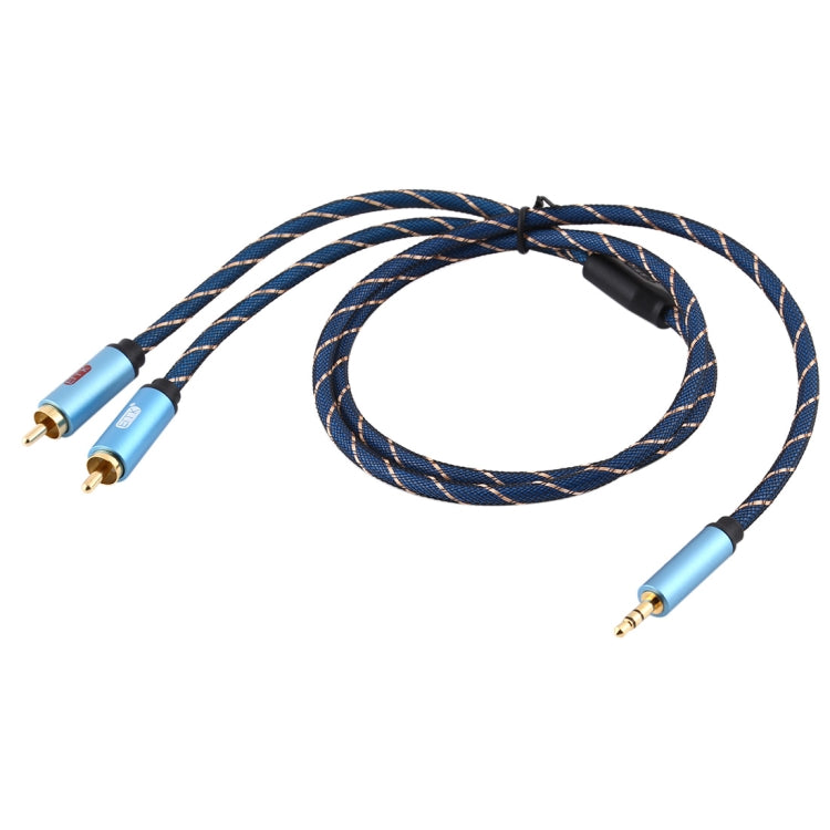 EMK 3.5mm Jack Male to 2 x RCA Male Gold Plated Connector Speaker Audio Cable, Cable Length:1.5m(Dark Blue) - Audio Optical Cables by EMK | Online Shopping South Africa | PMC Jewellery | Buy Now Pay Later Mobicred