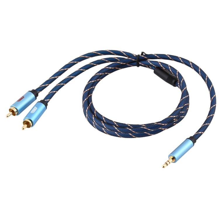 EMK 3.5mm Jack Male to 2 x RCA Male Gold Plated Connector Speaker Audio Cable, Cable Length:2m(Dark Blue) - Audio Optical Cables by EMK | Online Shopping South Africa | PMC Jewellery | Buy Now Pay Later Mobicred