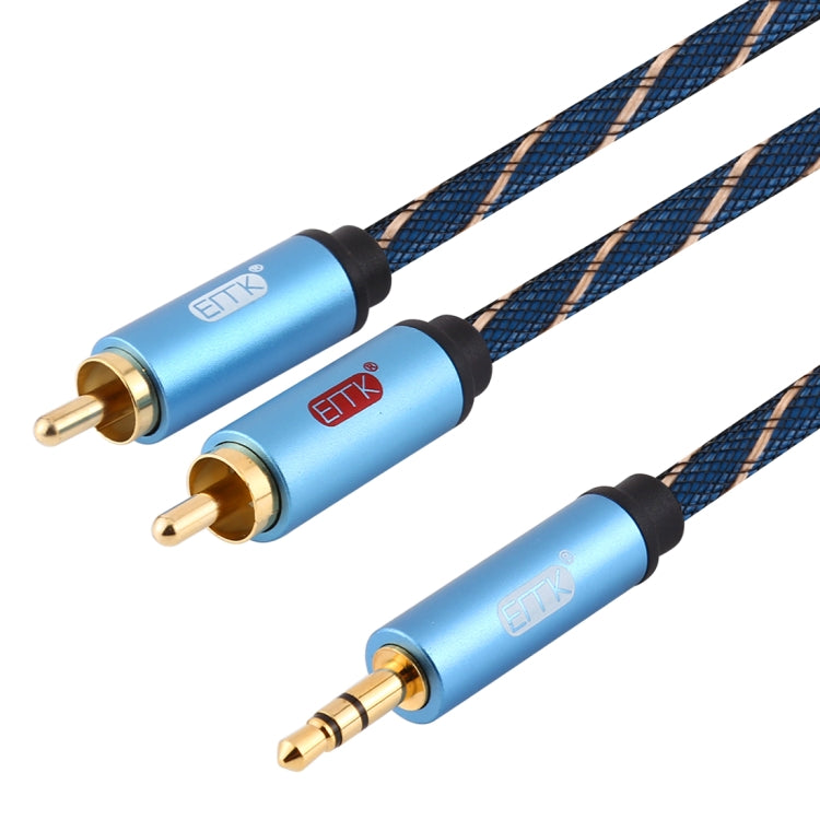 EMK 3.5mm Jack Male to 2 x RCA Male Gold Plated Connector Speaker Audio Cable, Cable Length:3m(Dark Blue) - Audio Optical Cables by EMK | Online Shopping South Africa | PMC Jewellery | Buy Now Pay Later Mobicred