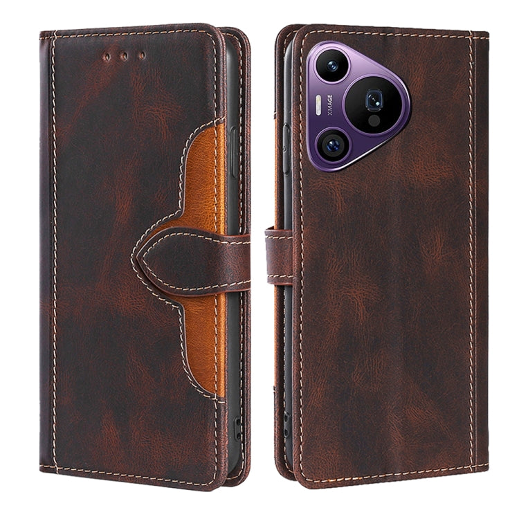 For Huawei Pura 70 Pro / 70 Pro+ 5G Skin Feel Magnetic Buckle Leather Phone Case(Brown) - Huawei Cases by PMC Jewellery | Online Shopping South Africa | PMC Jewellery | Buy Now Pay Later Mobicred