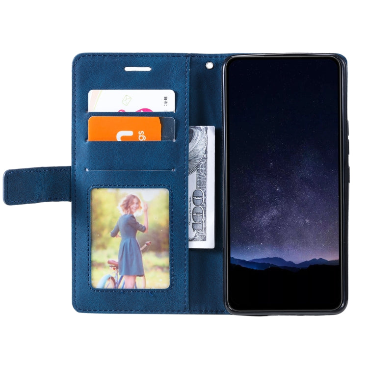 For OPPO A58 4G Skin Feel Splicing Leather Phone Case(Blue) - OPPO Cases by PMC Jewellery | Online Shopping South Africa | PMC Jewellery