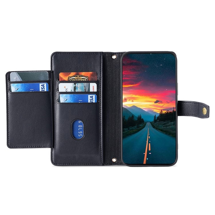 For Honor Play 60 Plus Sheep Texture Cross-body Zipper Wallet Leather Phone Case(Black) - Honor Cases by PMC TechLife | Online Shopping South Africa | PMC TechLife | Buy Now Pay Later Mobicred