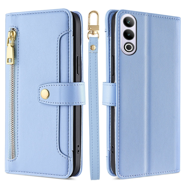 For OnePlus Ace 3V 5G Sheep Texture Cross-body Zipper Wallet Leather Phone Case(Blue) - OnePlus Cases by PMC TechLife | Online Shopping South Africa | PMC TechLife | Buy Now Pay Later Mobicred