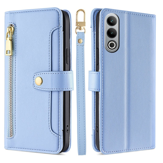 For OnePlus Nord CE4 Sheep Texture Cross-body Zipper Wallet Leather Phone Case(Blue) - OnePlus Cases by PMC Jewellery | Online Shopping South Africa | PMC Jewellery | Buy Now Pay Later Mobicred