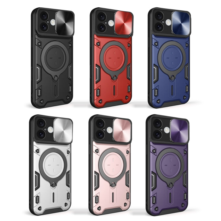 For iPhone 16 CD Texture Sliding Camshield Magnetic Holder Phone Case(Pink) - iPhone 16 Cases by PMC TechLife | Online Shopping South Africa | PMC TechLife | Buy Now Pay Later Mobicred