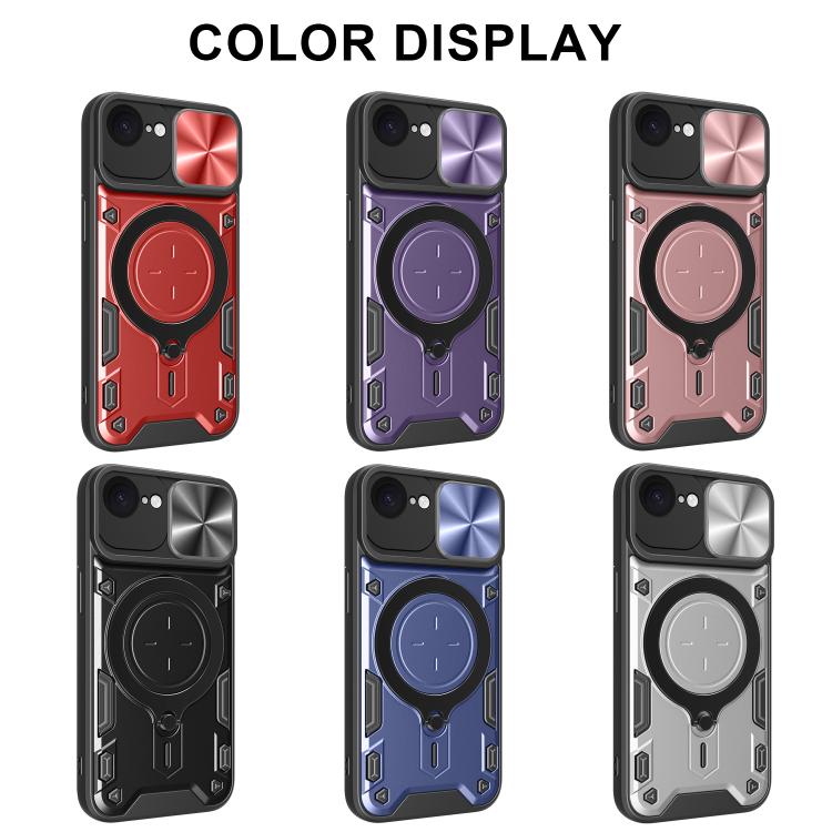 For iPhone 16e CD Texture Sliding Camshield Magnetic Holder Phone Case(Pink) - iPhone 16e Cases by PMC TechLife | Online Shopping South Africa | PMC TechLife | Buy Now Pay Later Mobicred