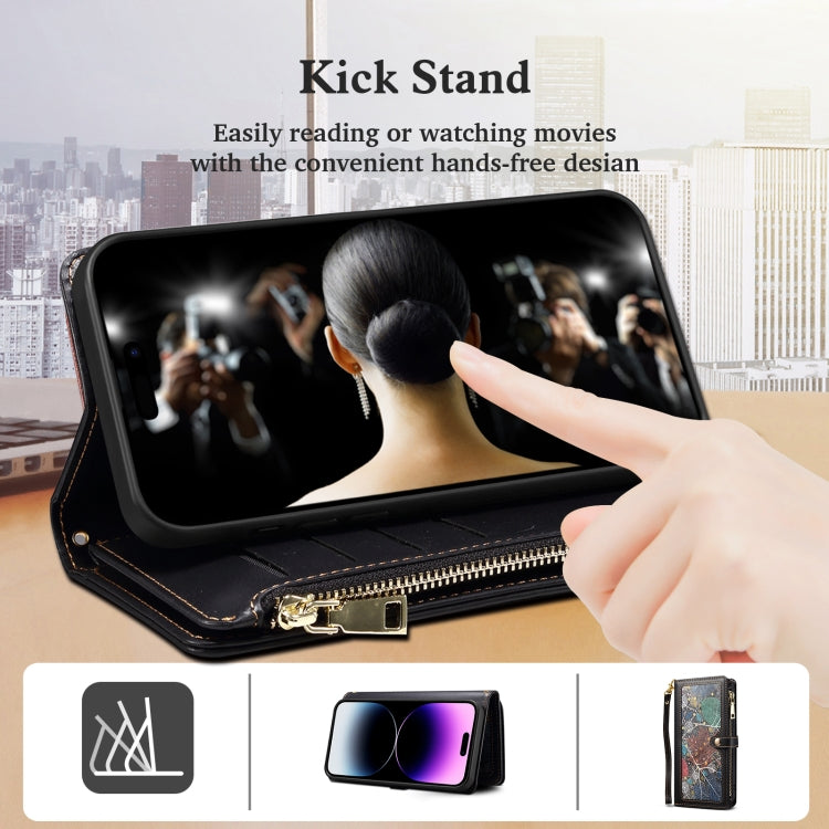 For Google Pixel 8 ESEBLE Star Series Lanyard Zipper Wallet RFID Leather Case(Black) - Google Cases by ESEBLE | Online Shopping South Africa | PMC TechLife | Buy Now Pay Later Mobicred