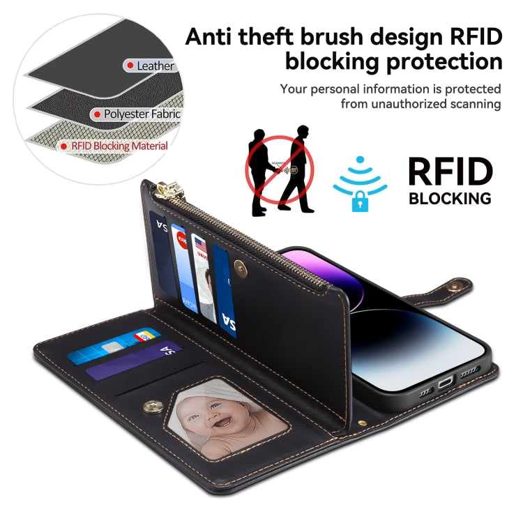 For Google Pixel 8 Pro ESEBLE Star Series Lanyard Zipper Wallet RFID Leather Case(Black) - Google Cases by ESEBLE | Online Shopping South Africa | PMC TechLife | Buy Now Pay Later Mobicred