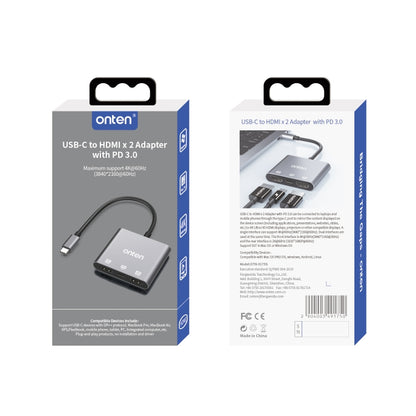 Onten 9175S 3 in 1 USB-C / Type-C to HDMI Adapter(Grey) - Cable & Adapters by Onten | Online Shopping South Africa | PMC Jewellery | Buy Now Pay Later Mobicred