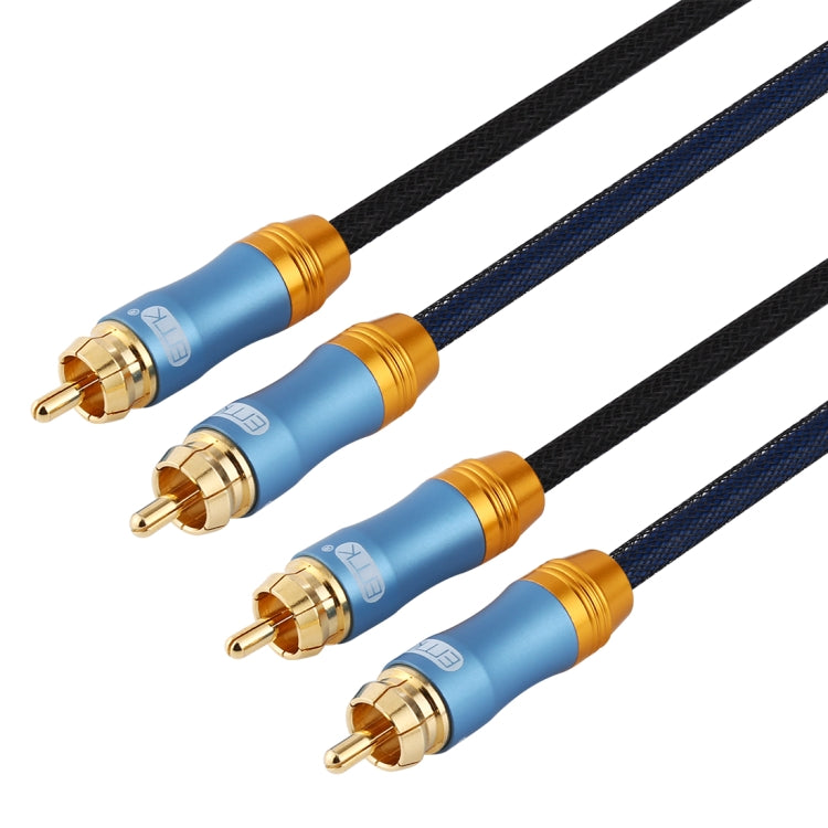 EMK 2 x RCA Male to 2 x RCA Male Gold Plated Connector Nylon Braid Coaxial Audio Cable for TV / Amplifier / Home Theater / DVD, Cable Length:1.5m(Dark Blue) - Audio Optical Cables by EMK | Online Shopping South Africa | PMC Jewellery | Buy Now Pay Later Mobicred