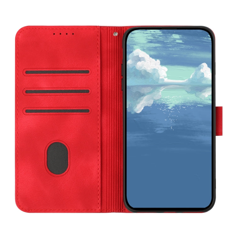 For Samsung Galaxy A22 5G Line Pattern Skin Feel Leather Phone Case(Red) - Galaxy Phone Cases by PMC TechLife | Online Shopping South Africa | PMC TechLife