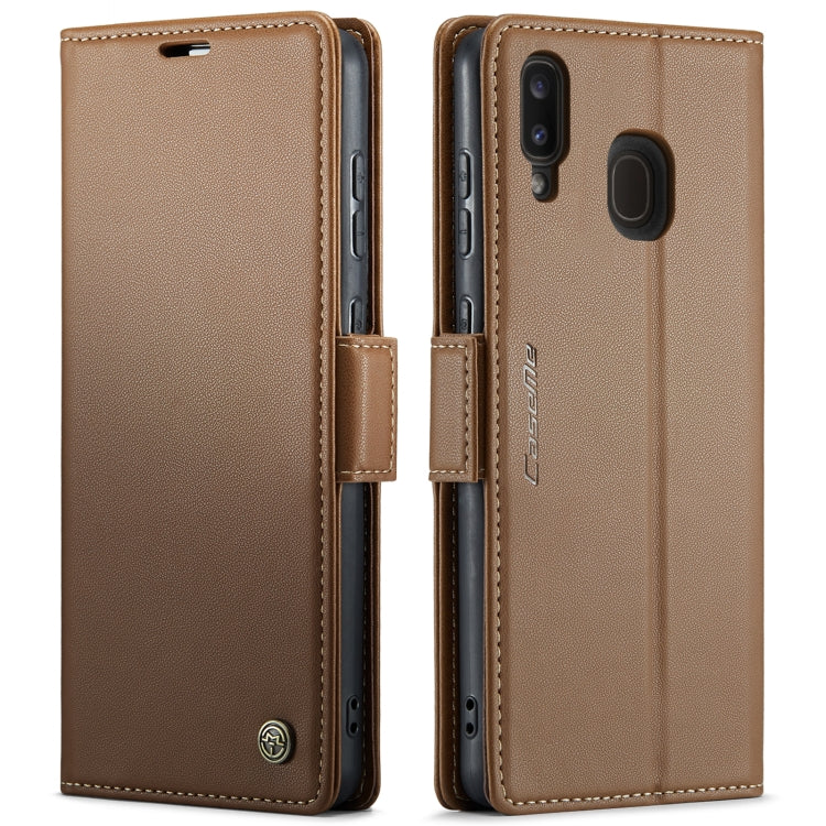 For Samsung Galaxy A40 CaseMe 023 Butterfly Buckle Litchi Texture RFID Anti-theft Leather Phone Case(Brown) - Galaxy Phone Cases by CaseMe | Online Shopping South Africa | PMC Jewellery | Buy Now Pay Later Mobicred