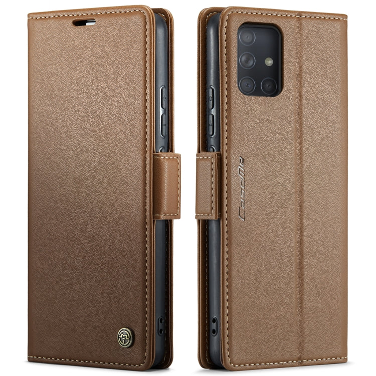 For Samsung Galaxy A71 4G CaseMe 023 Butterfly Buckle Litchi Texture RFID Anti-theft Leather Phone Case(Brown) - Galaxy Phone Cases by CaseMe | Online Shopping South Africa | PMC Jewellery | Buy Now Pay Later Mobicred