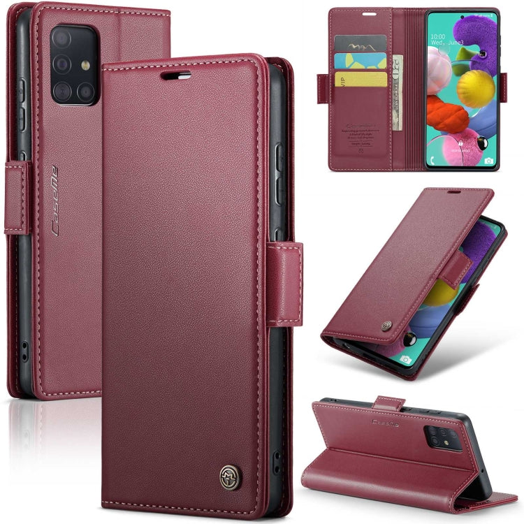 For Samsung Galaxy A51 4G/M40s CaseMe 023 Butterfly Buckle Litchi Texture RFID Anti-theft Leather Phone Case(Wine Red) - Galaxy Phone Cases by CaseMe | Online Shopping South Africa | PMC Jewellery | Buy Now Pay Later Mobicred