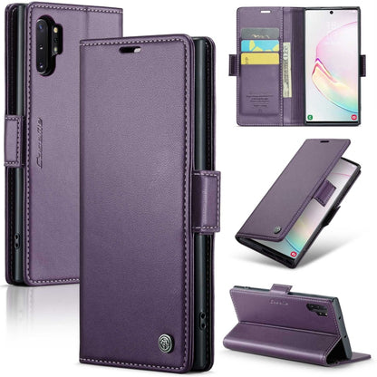 For Samsung Galaxy Note10+ CaseMe 023 Butterfly Buckle Litchi Texture RFID Anti-theft Leather Phone Case(Pearly Purple) - Galaxy Phone Cases by CaseMe | Online Shopping South Africa | PMC Jewellery | Buy Now Pay Later Mobicred