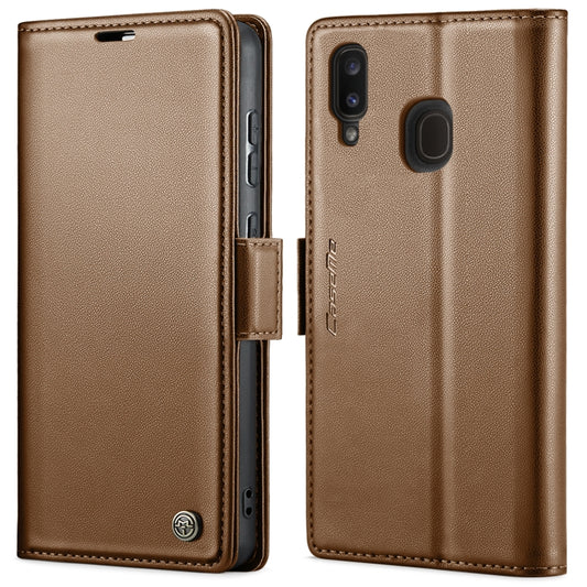 For Samsung Galaxy A20/A30/M10s CaseMe 023 Butterfly Buckle Litchi Texture RFID Anti-theft Leather Phone Case(Brown) - Galaxy Phone Cases by CaseMe | Online Shopping South Africa | PMC Jewellery | Buy Now Pay Later Mobicred