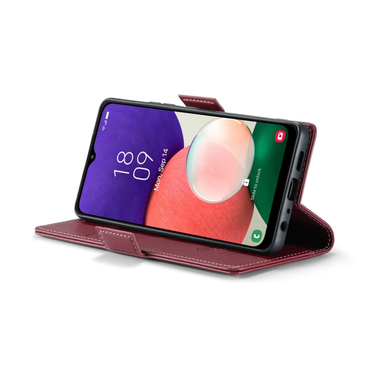 For Samsung Galaxy A22 5G CaseMe 023 Butterfly Buckle Litchi Texture RFID Anti-theft Leather Phone Case(Wine Red) - Galaxy Phone Cases by CaseMe | Online Shopping South Africa | PMC Jewellery | Buy Now Pay Later Mobicred