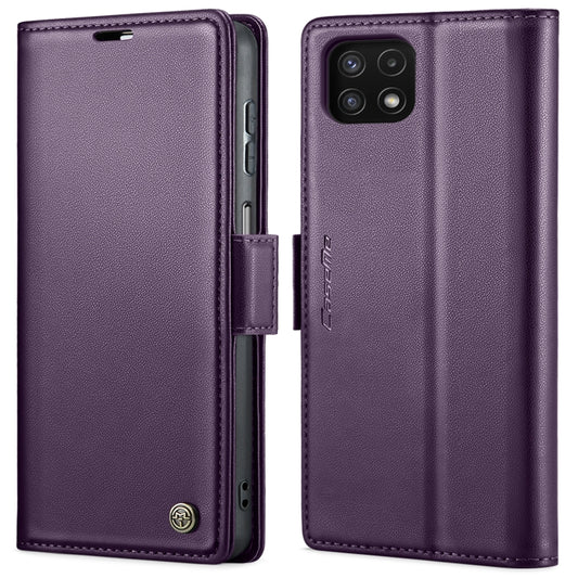 For Samsung Galaxy A22 5G CaseMe 023 Butterfly Buckle Litchi Texture RFID Anti-theft Leather Phone Case(Pearly Purple) - Galaxy Phone Cases by CaseMe | Online Shopping South Africa | PMC Jewellery | Buy Now Pay Later Mobicred