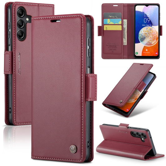 For Samsung Galaxy A14 4G/5G CaseMe 023 Butterfly Buckle Litchi Texture RFID Anti-theft Leather Phone Case(Wine Red) - Galaxy Phone Cases by CaseMe | Online Shopping South Africa | PMC Jewellery | Buy Now Pay Later Mobicred