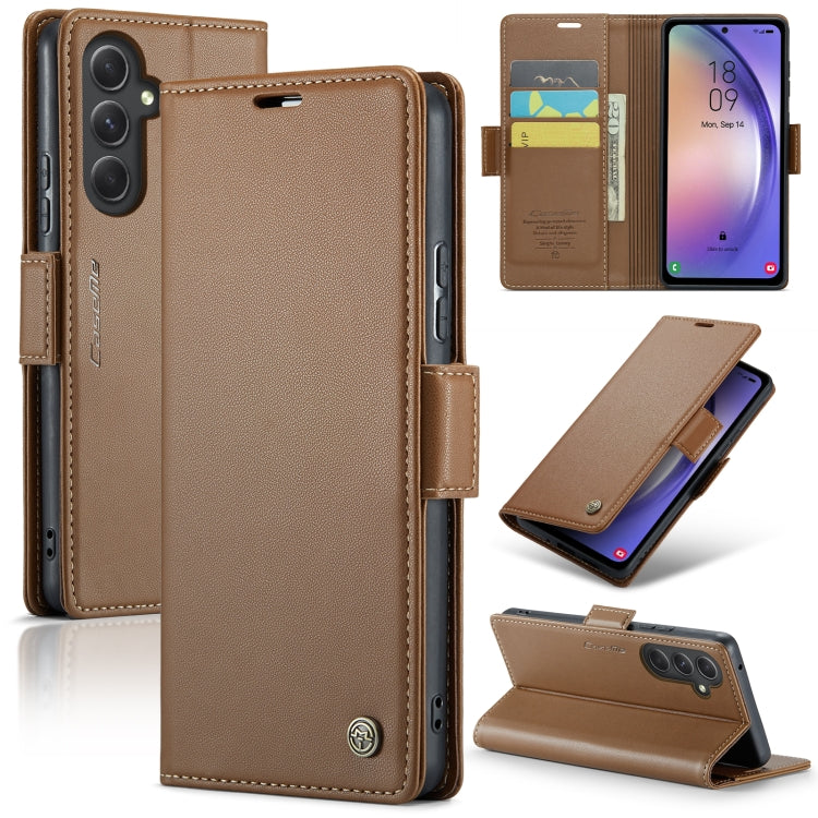 For Samsung Galaxy A54 5G CaseMe 023 Butterfly Buckle Litchi Texture RFID Anti-theft Leather Phone Case(Brown) - Galaxy Phone Cases by CaseMe | Online Shopping South Africa | PMC Jewellery | Buy Now Pay Later Mobicred