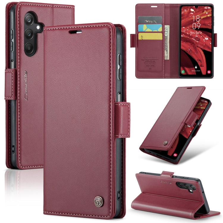 For Samsung Galaxy A25 5G CaseMe 023 Butterfly Buckle Litchi Texture RFID Anti-theft Leather Phone Case(Wine Red) - Galaxy Phone Cases by CaseMe | Online Shopping South Africa | PMC Jewellery | Buy Now Pay Later Mobicred