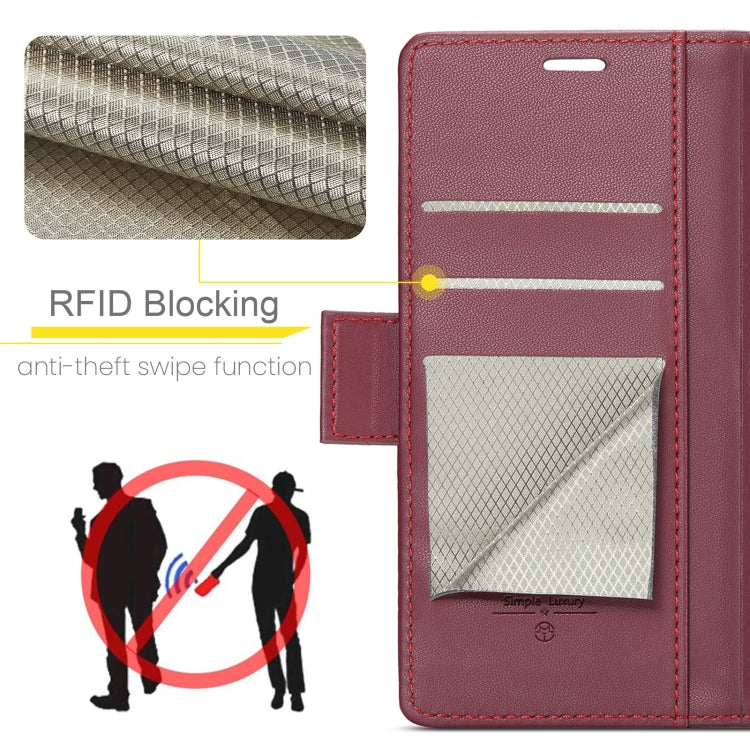 For Samsung Galaxy A55 CaseMe 023 Butterfly Buckle Litchi Texture RFID Anti-theft Leather Phone Case(Wine Red) - Galaxy Phone Cases by CaseMe | Online Shopping South Africa | PMC Jewellery | Buy Now Pay Later Mobicred