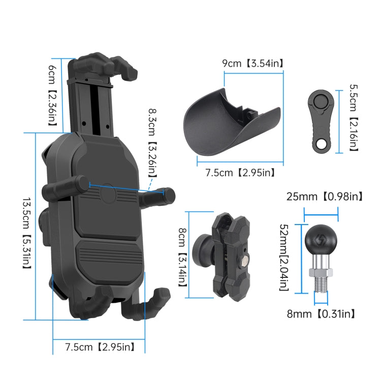 WUPP ZH-1848A1 Motorcycle Shock Absorption Riding Phone Navigation Holder, Style:M8 Ball Joint - Holder by WUPP | Online Shopping South Africa | PMC Jewellery | Buy Now Pay Later Mobicred