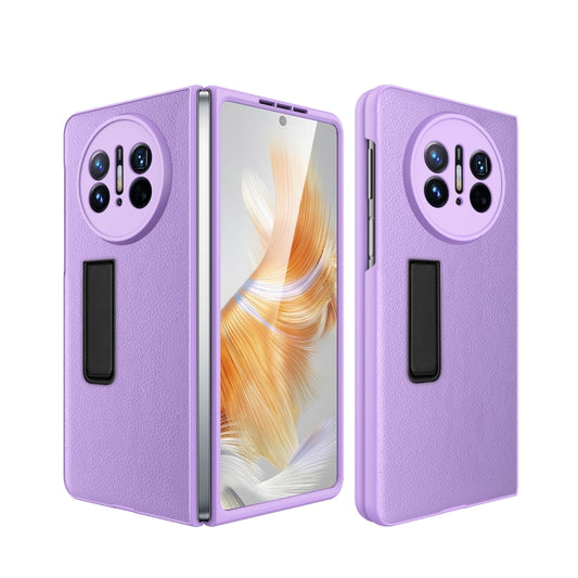 For Huawei Mate X3 Litchi Texture Integrated Shockproof Phone Case with Holder(Purple) - Huawei Cases by PMC Jewellery | Online Shopping South Africa | PMC Jewellery | Buy Now Pay Later Mobicred