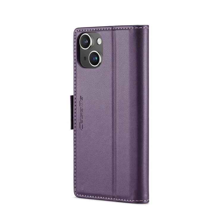 For iPhone 15 Plus CaseMe 023 Butterfly Buckle Litchi Texture RFID Anti-theft Leather Phone Case(Pearly Purple) - iPhone 15 Plus Cases by CaseMe | Online Shopping South Africa | PMC Jewellery | Buy Now Pay Later Mobicred