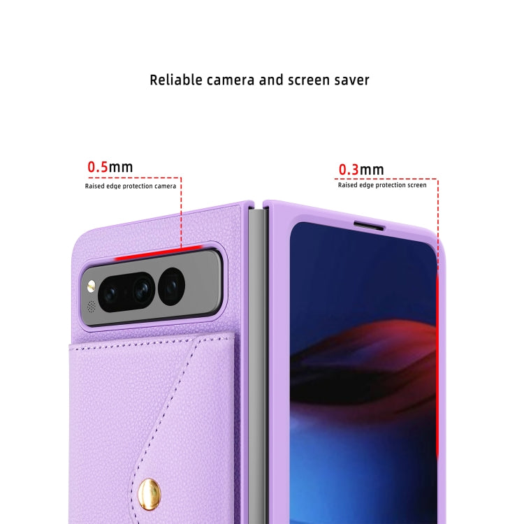 For Google Pixel Fold Litchi Texture Integrated Phone Case with Card Bag(Pink) - Google Cases by PMC TechLife | Online Shopping South Africa | PMC TechLife | Buy Now Pay Later Mobicred