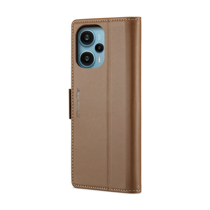 For Xiaomi Poco F5 5G/Redmi Note 12 Turbo 5G CaseMe 023 Butterfly Buckle Litchi Texture RFID Anti-theft Leather Phone Case(Brown) - Xiaomi Cases by CaseMe | Online Shopping South Africa | PMC Jewellery | Buy Now Pay Later Mobicred