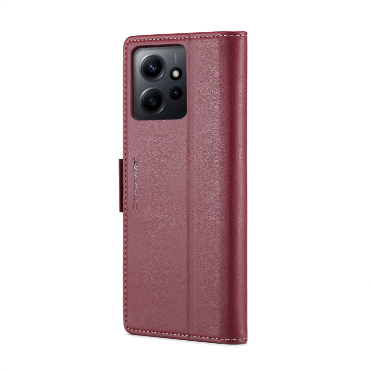 For Xiaomi Redmi Note 12 4G Global CaseMe 023 Butterfly Buckle Litchi Texture RFID Anti-theft Leather Phone Case(Wine Red) - Xiaomi Cases by CaseMe | Online Shopping South Africa | PMC Jewellery | Buy Now Pay Later Mobicred