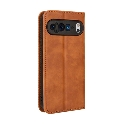 For Google Pixel 9 Magnetic Buckle Retro Texture Leather Phone Case(Brown) - Google Cases by PMC Jewellery | Online Shopping South Africa | PMC Jewellery | Buy Now Pay Later Mobicred