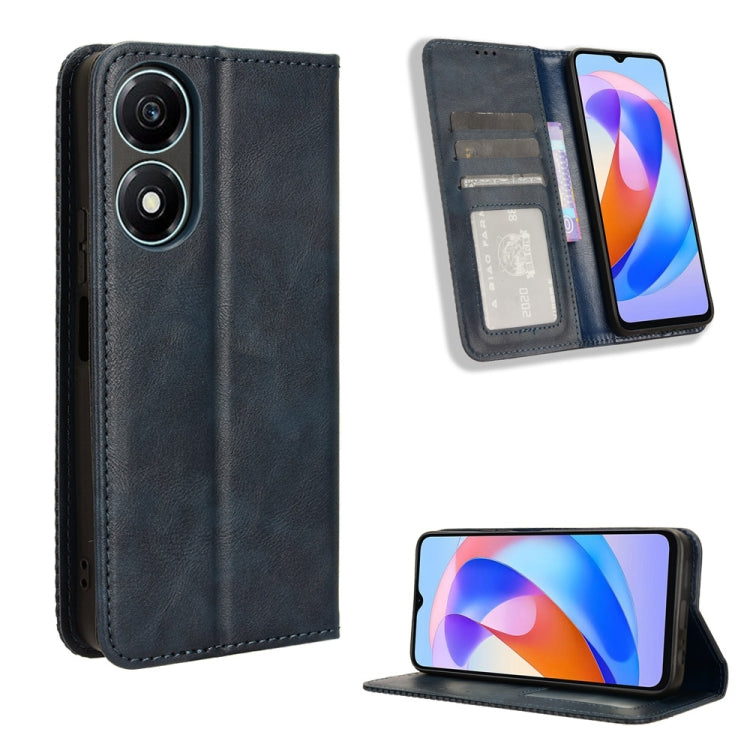 For Honor X5 Plus Magnetic Buckle Retro Texture Leather Phone Case(Blue) - free shipping - PMC TechLife - Order now!