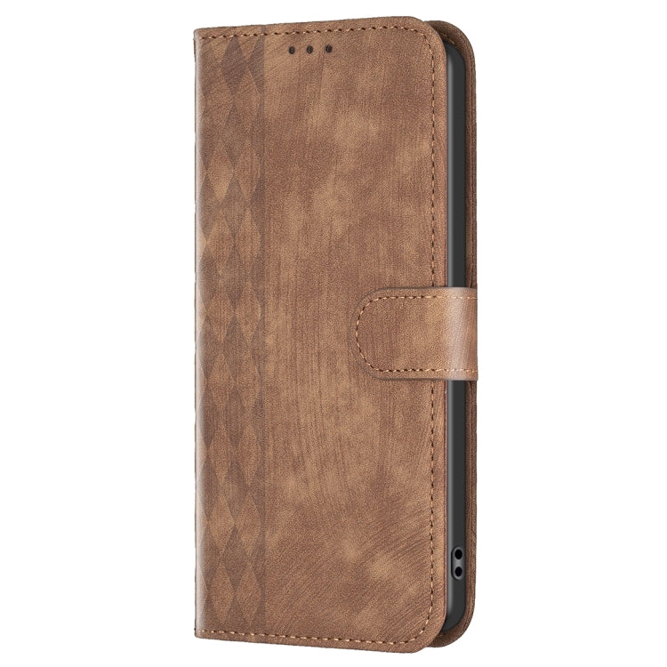 For Xiaomi Redmi Note 13 Pro 4G Global Plaid Embossed Leather Phone Case(Brown) - Note 13 Pro Cases by PMC Jewellery | Online Shopping South Africa | PMC Jewellery | Buy Now Pay Later Mobicred