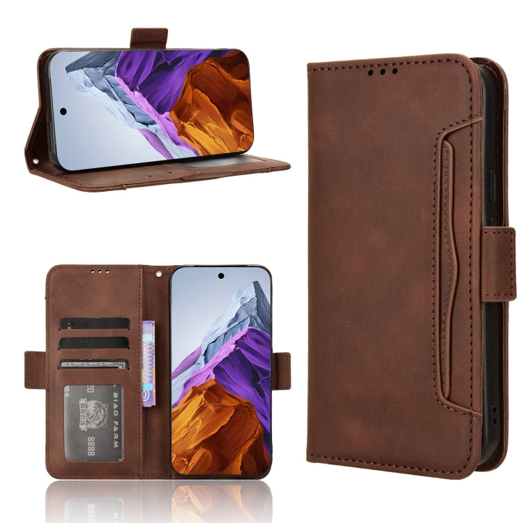 For Google Pixel 9 Skin Feel Calf Texture Card Slots Leather Phone Case(Brown) - Google Cases by PMC Jewellery | Online Shopping South Africa | PMC Jewellery | Buy Now Pay Later Mobicred