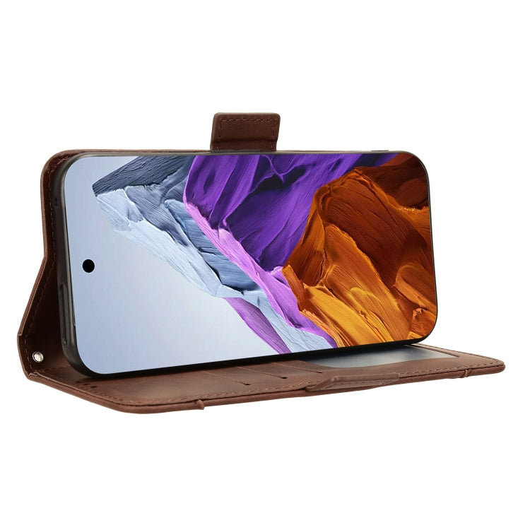 For Google Pixel 9 Skin Feel Calf Texture Card Slots Leather Phone Case(Brown) - Google Cases by PMC Jewellery | Online Shopping South Africa | PMC Jewellery | Buy Now Pay Later Mobicred