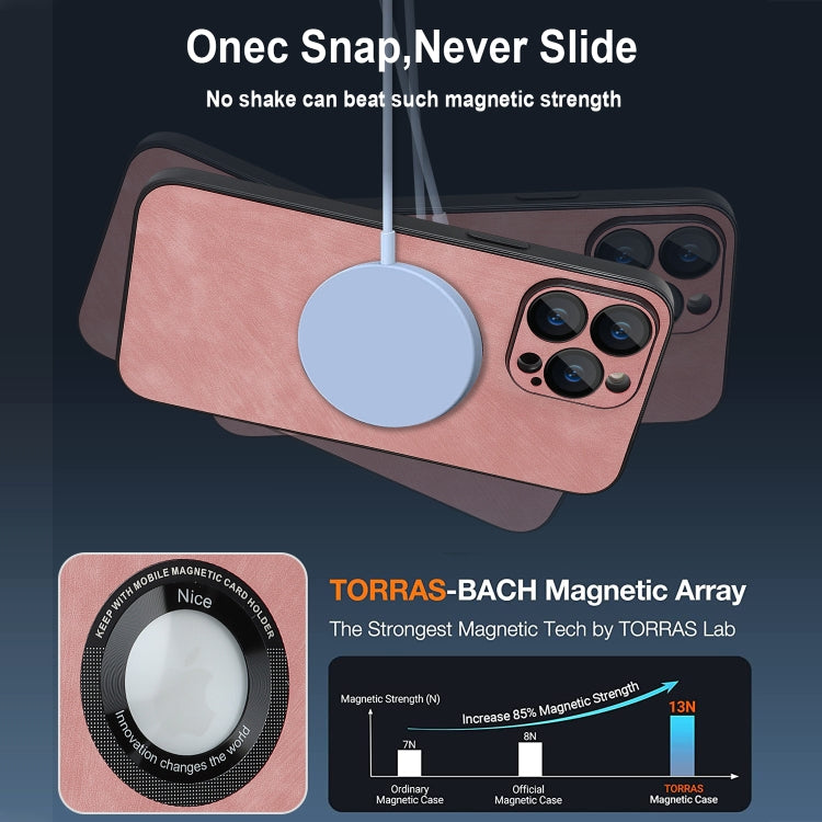 For iPhone 14 Pro Skin Feel Leather MagSafe Magnetic Phone Case(Pink) - free shipping - PMC TechLife - Order now!
