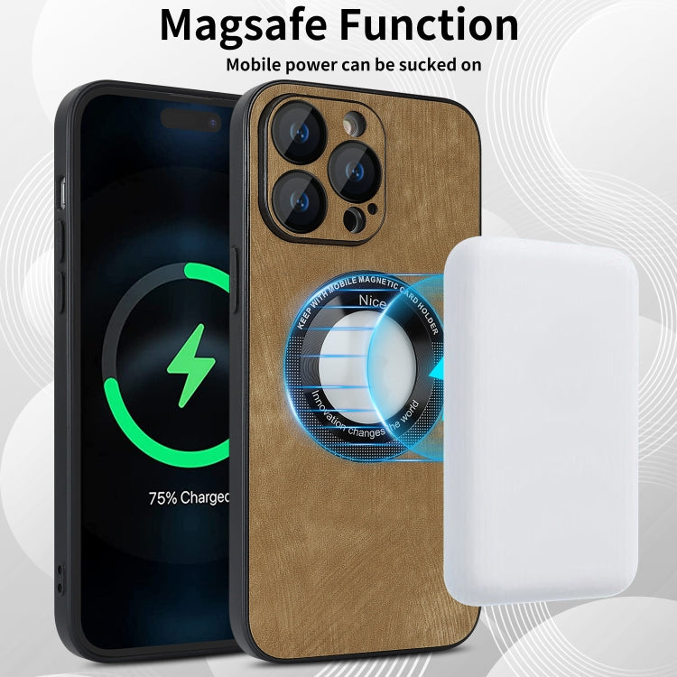 For iPhone 13 Skin Feel Leather MagSafe Magnetic Phone Case(Brown) - iPhone 13 Cases by PMC TechLife | Online Shopping South Africa | PMC TechLife