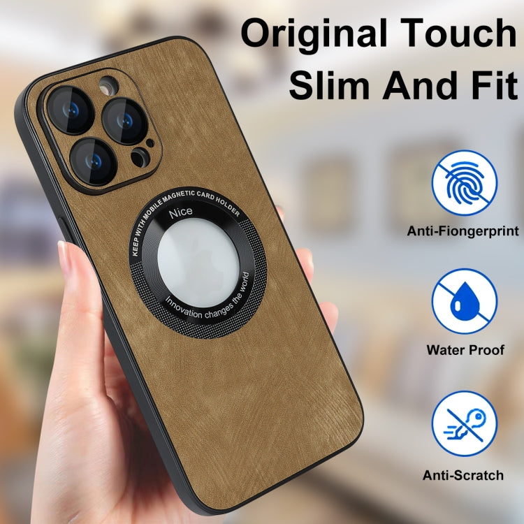 For iPhone 13 Skin Feel Leather MagSafe Magnetic Phone Case(Brown) - iPhone 13 Cases by PMC Jewellery | Online Shopping South Africa | PMC Jewellery