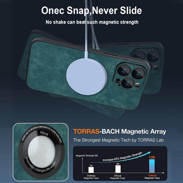 For iPhone 13 Pro Skin Feel Leather MagSafe Magnetic Phone Case(Green) - iPhone 13 Pro Cases by PMC TechLife | Online Shopping South Africa | PMC TechLife