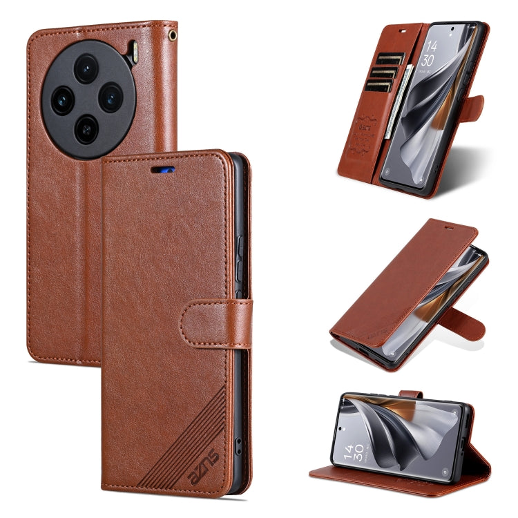 For vivo X100 5G AZNS Sheepskin Texture Flip Leather Phone Case(Brown) - vivo Cases by AZNS | Online Shopping South Africa | PMC Jewellery | Buy Now Pay Later Mobicred