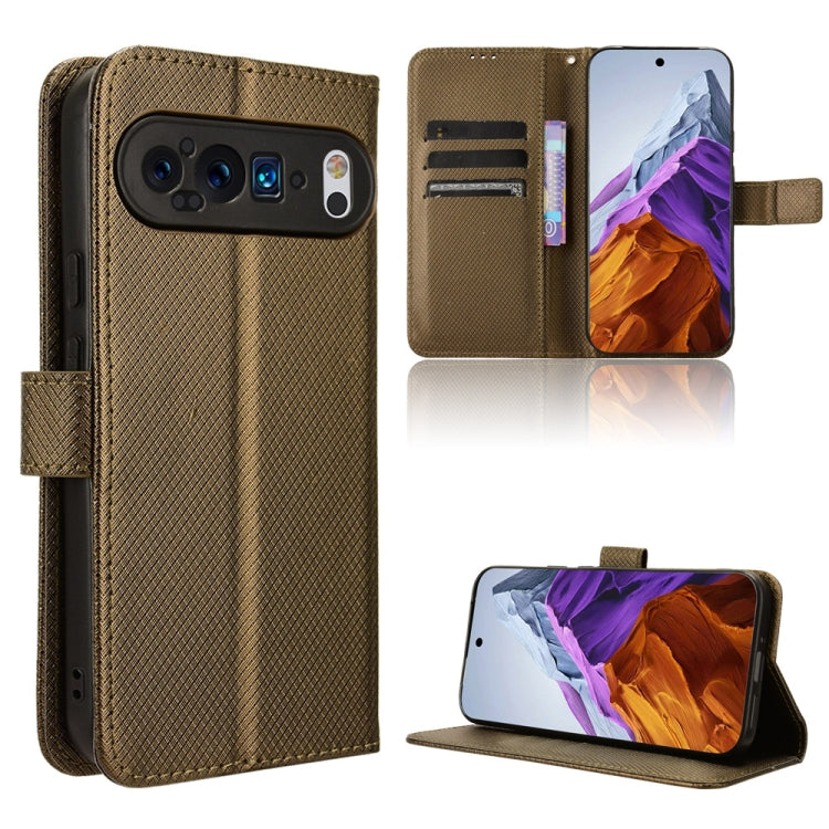 For Google Pixel 9 Pro Diamond Texture Leather Phone Case(Brown) - Google Cases by PMC Jewellery | Online Shopping South Africa | PMC Jewellery | Buy Now Pay Later Mobicred